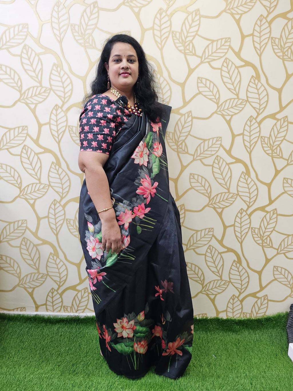 Semi Tussar Lotus Border Saree