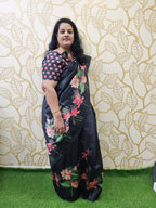 Semi Tussar Lotus Border Saree