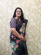 Semi Tussar Lotus Border Saree