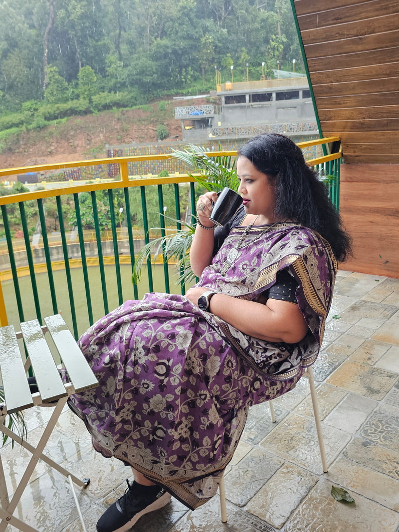 Mangala Giri Silk Kalamkari Saree Print Office Wear
