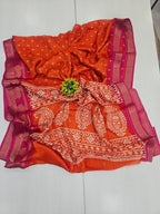 Semi Dola Orange And Pink Office Wear / Gifting Saree