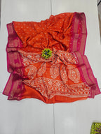 Semi Dola Orange And Pink Office Wear / Gifting Saree
