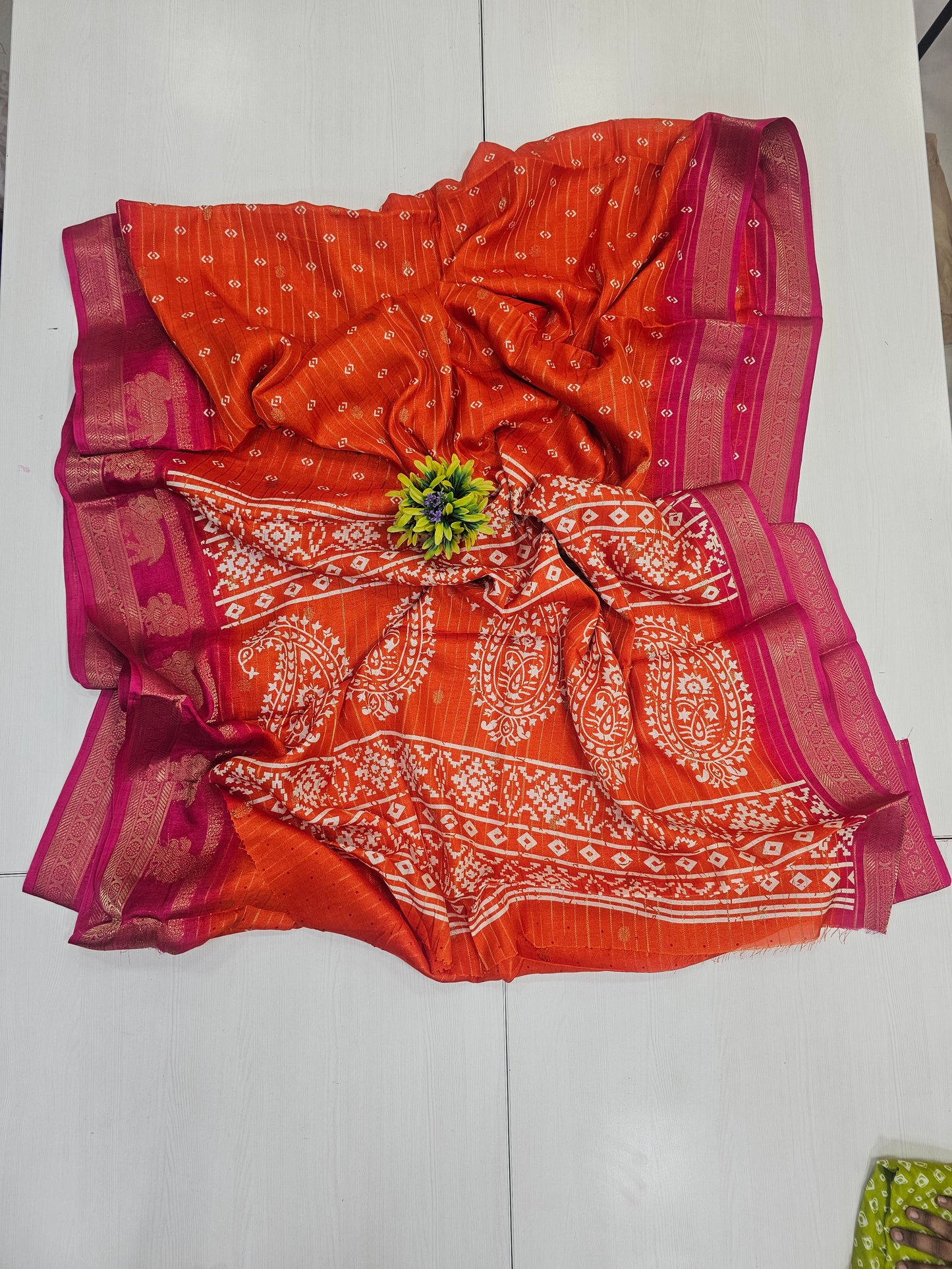 Semi dola Orange and pink Office wear / gifting saree