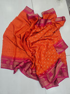 Semi Dola Orange And Pink Office Wear / Gifting Saree