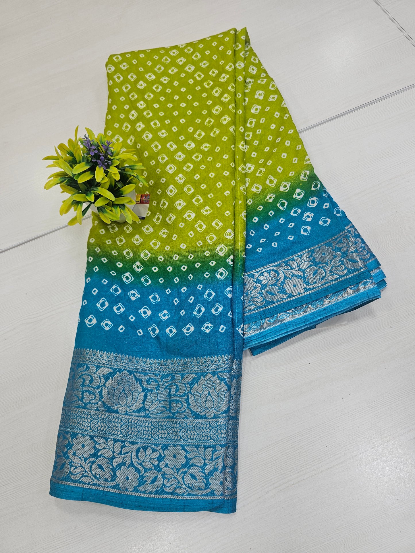 Fancy bandhini  parrot green  and blue