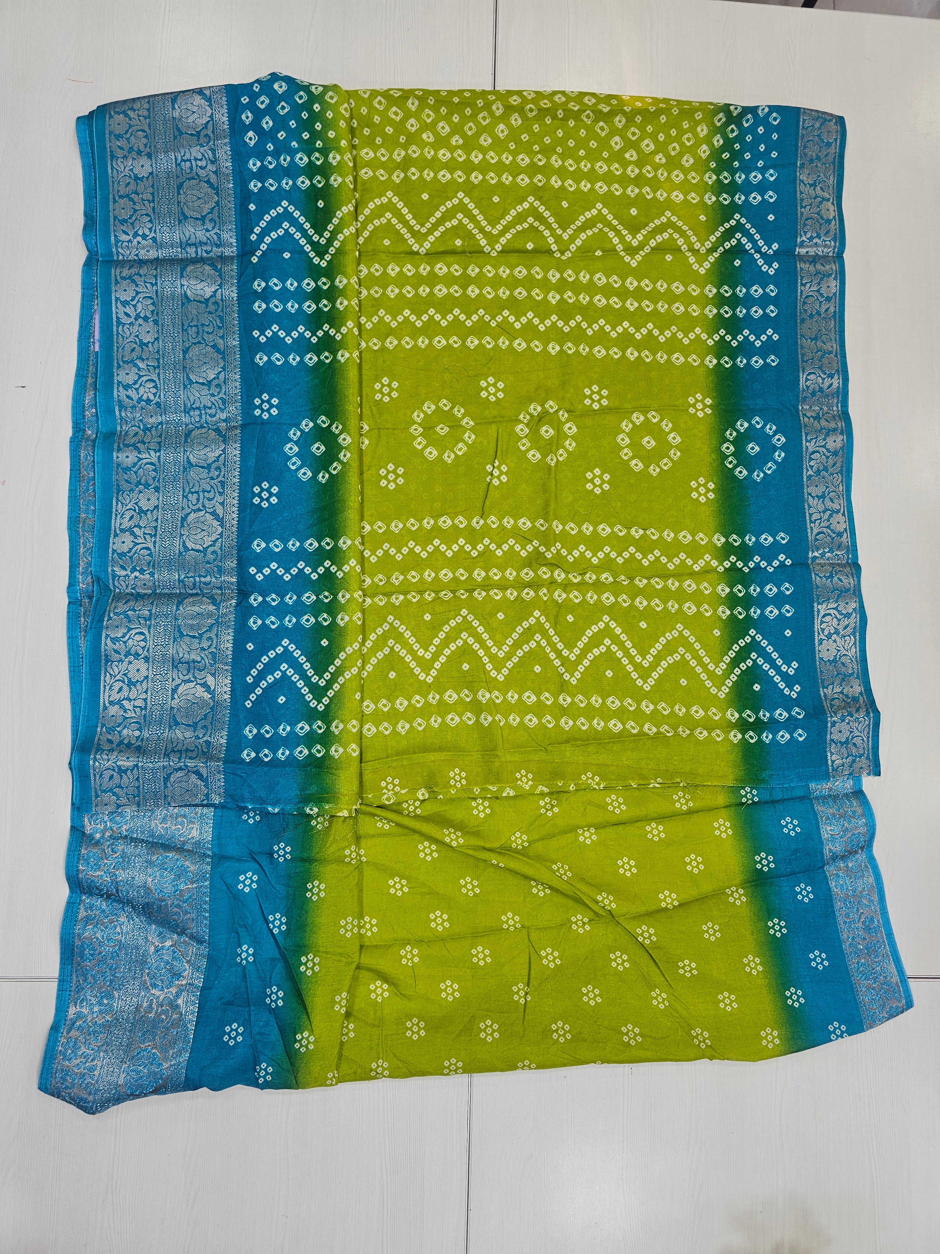 Fancy Bandhini  Parrot Green  And Blue