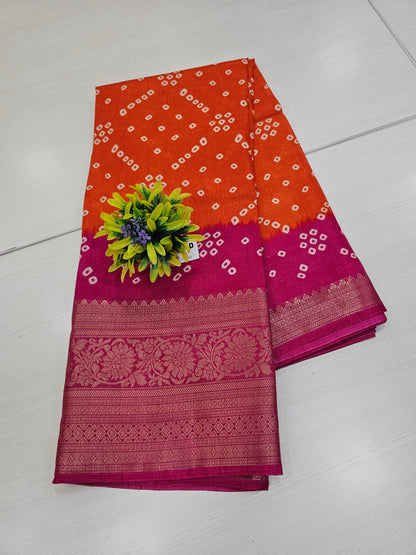 Fancy bandhini  orange and pink