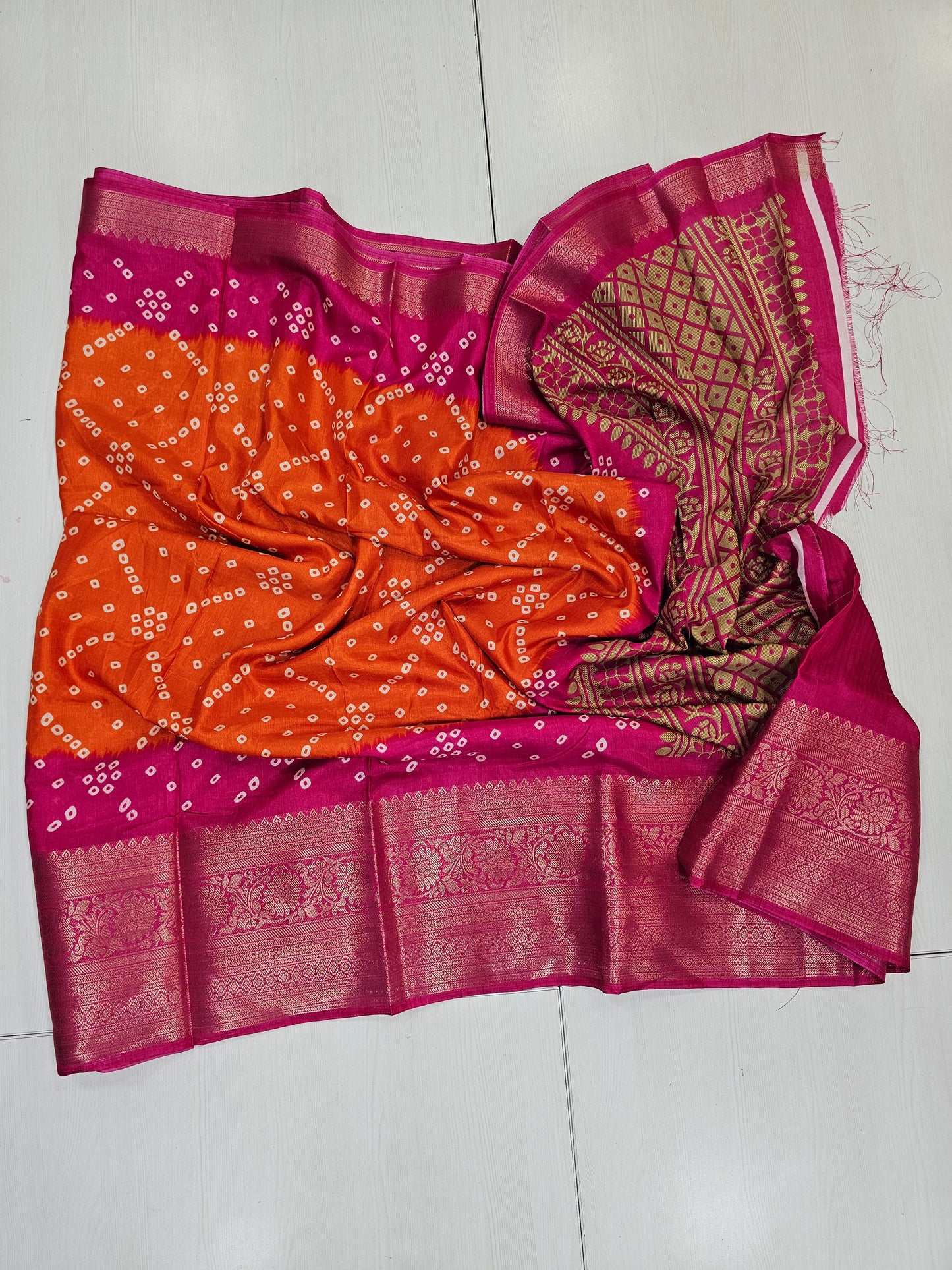 Fancy bandhini  orange and pink