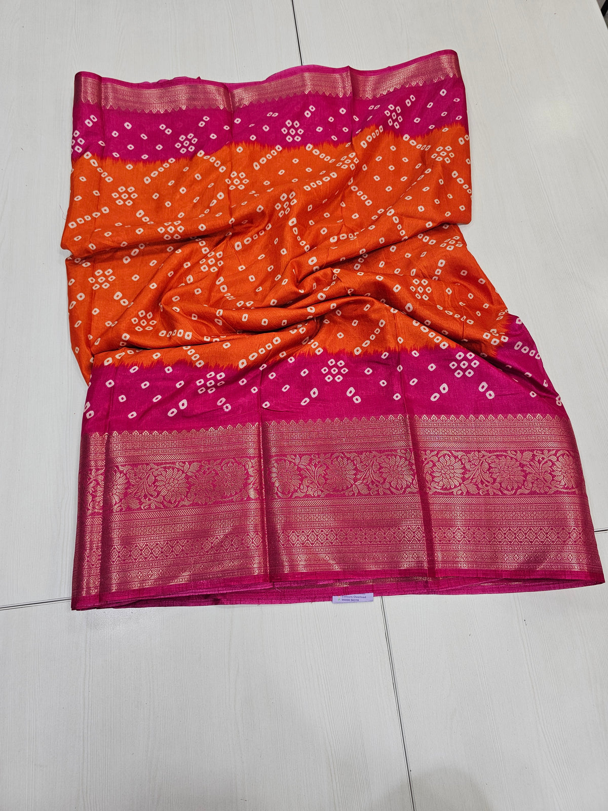 Fancy Bandhini  Orange And Pink