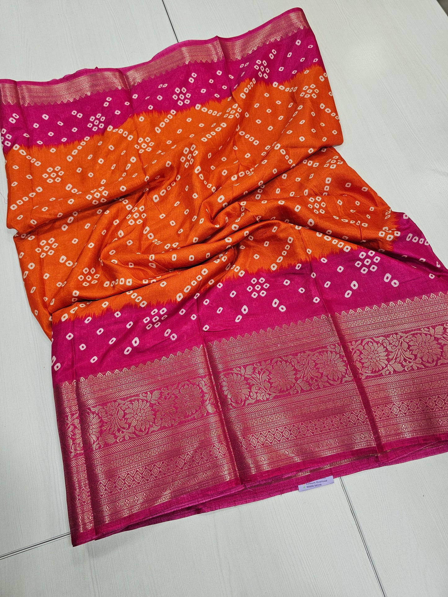 Fancy bandhini  orange and pink