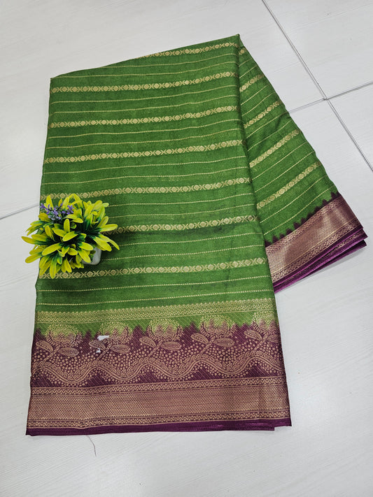 Semi dola Green and PurpleOffice wear / gifting saree