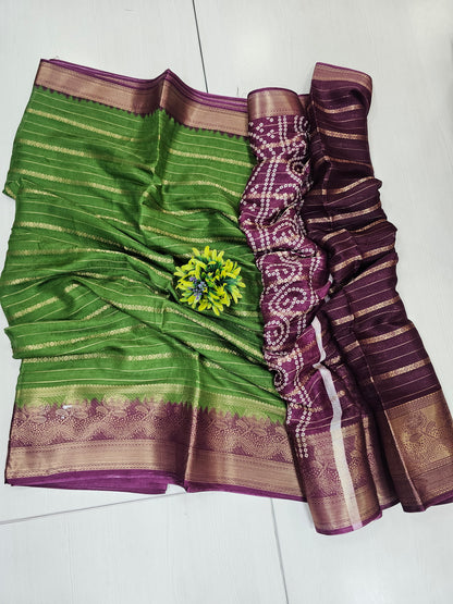 Semi dola Green and PurpleOffice wear / gifting saree