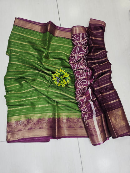 Semi dola Green and PurpleOffice wear / gifting saree