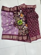 Semi Dola Office Wear  Pastal And Wine Colour