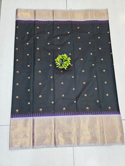 Pale Green Saree with Pastel Lavender Zari Border