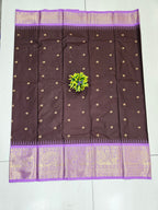 Brown & Lavender Semi Gadwal Saree With Zari Border