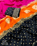 Maheshwari Silk Premium Black With Pink Combo Office Wear