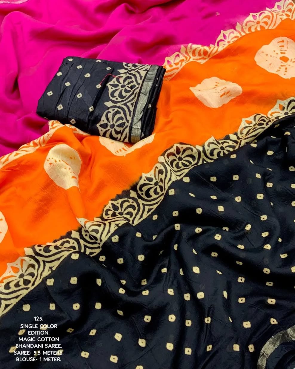 Maheshwari Silk Premium Black With Pink Combo Office Wear