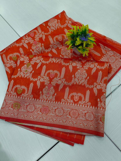 Exclusive fancy orange sarees