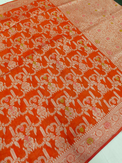 Exclusive fancy orange sarees