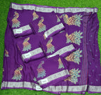 Peacock Charm Printed Purple Georgette Saree