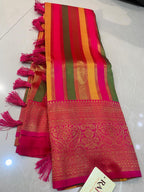 Pink Banarasi Fancy Saree With Multicolor Woven Pallu