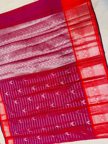 Banarasi Fancy sarees with rich pallu Self colour brocade blouse