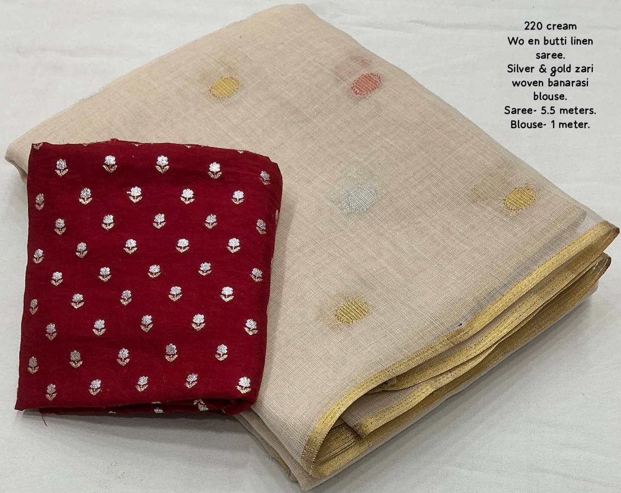Jute Lenin saree with contrast blouse
