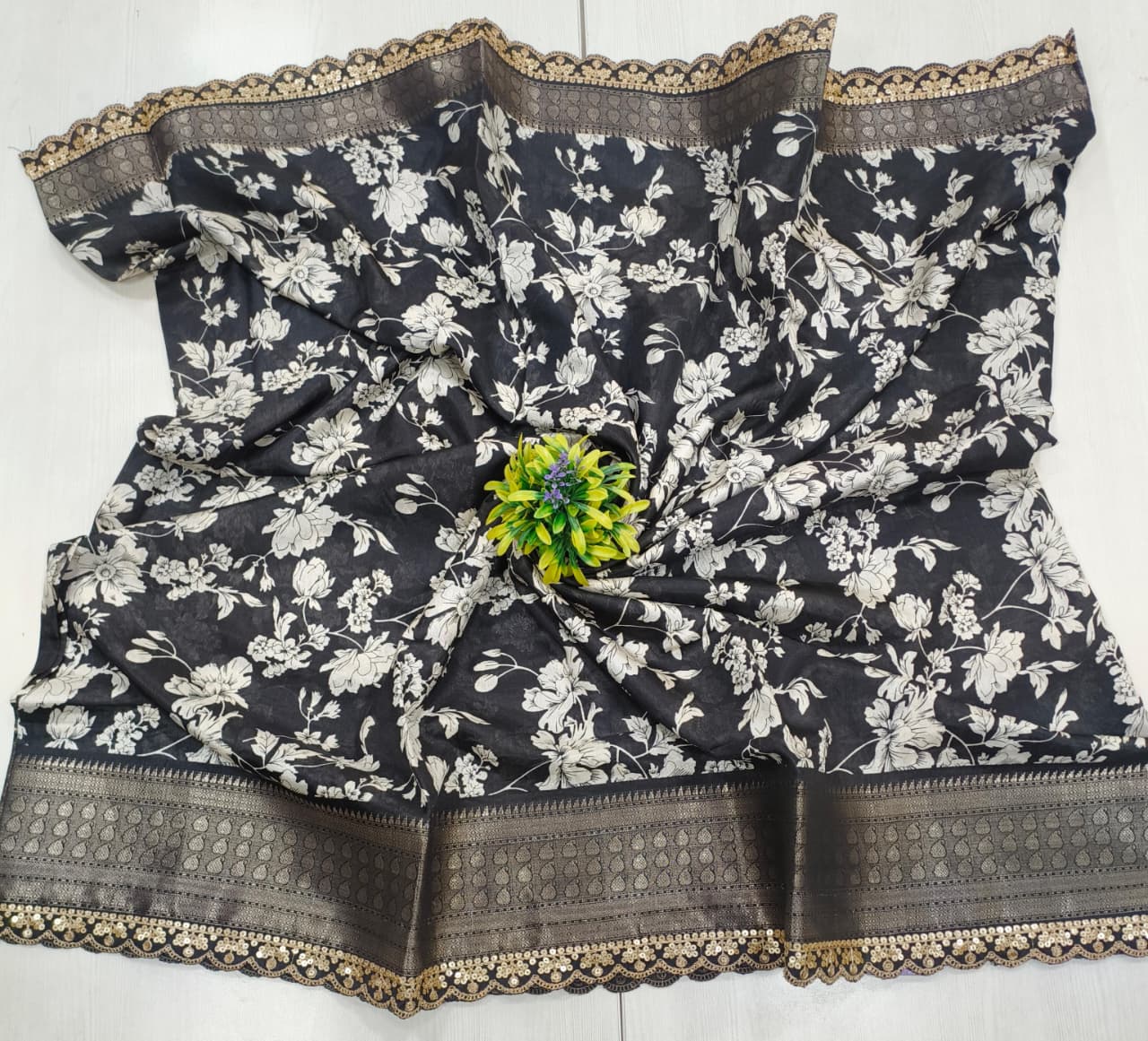 Semi dola silk fabric floral design - Fancy