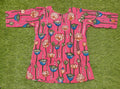 Pink Short Top With Blue Orange Flowers