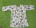Cream Short Top WIth Blue flowers