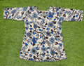 Off White Short Top With Blue Flowers