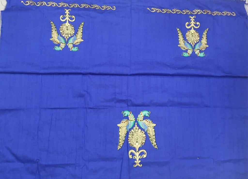 Thanjavur Paint Blouses With Peacock Design