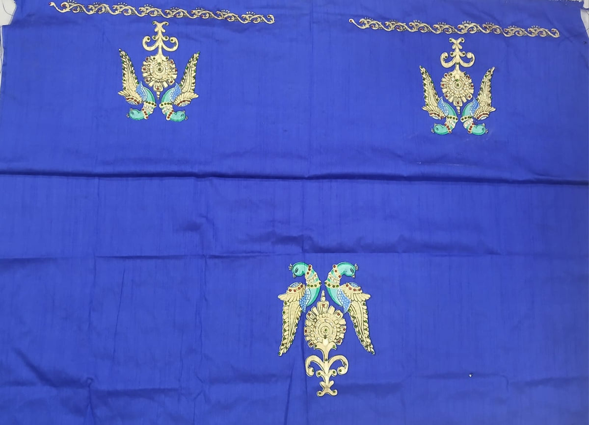 Thanjavur Paint Blouses With Peacock Design