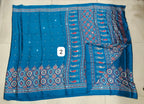 Azrak Sarees With Border Flower Design
