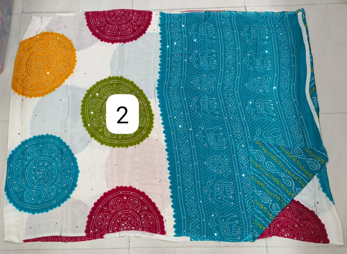 Azrak Sarees With Circle Design