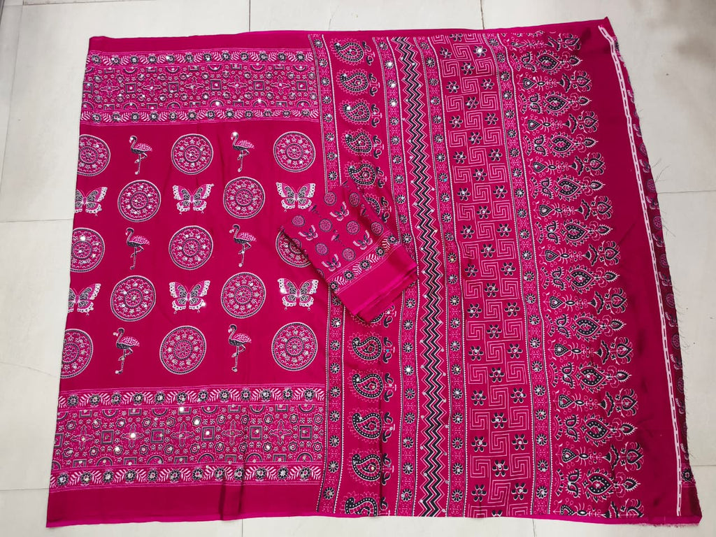 Azrak Sarees With Butterfly Design