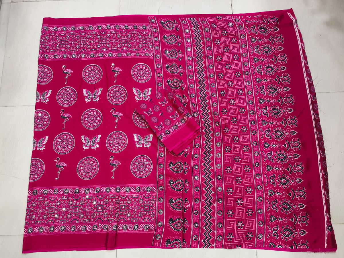 Azrak Sarees With Butterfly Design
