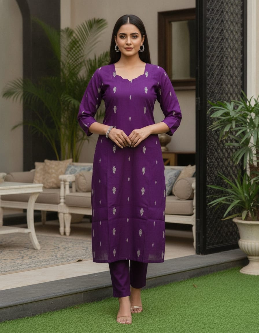 Purple Raw Silk Kurtis