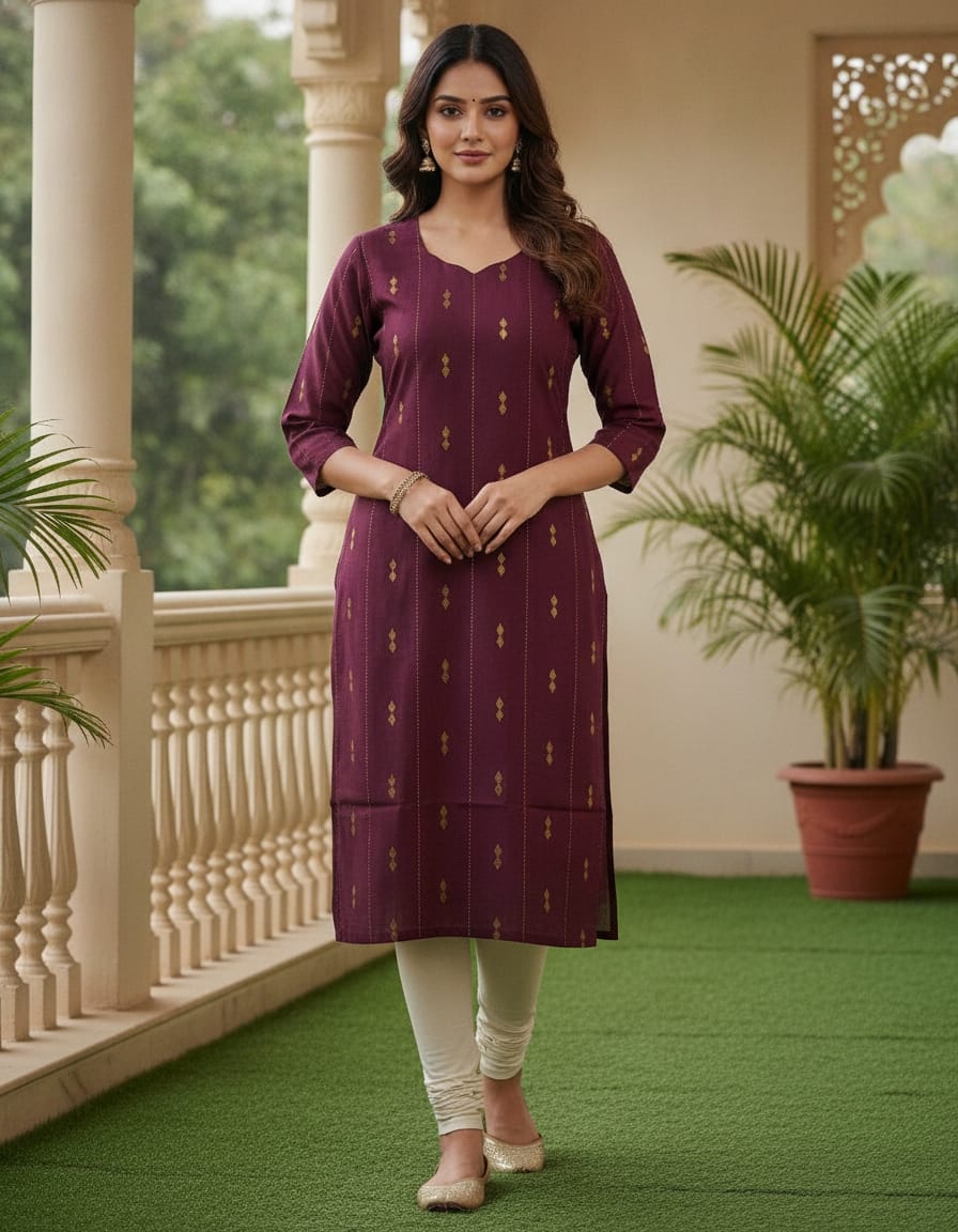 Brown Raw Silk Kurtis