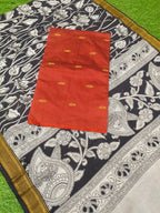 Raw Silk Dress Material Top With Kalamkari Dupatta