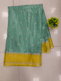 Chinon Georgette Saree With Border Checks Design