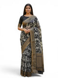 Trending  White And Black Saree With Attached Lace Saree And Blouse