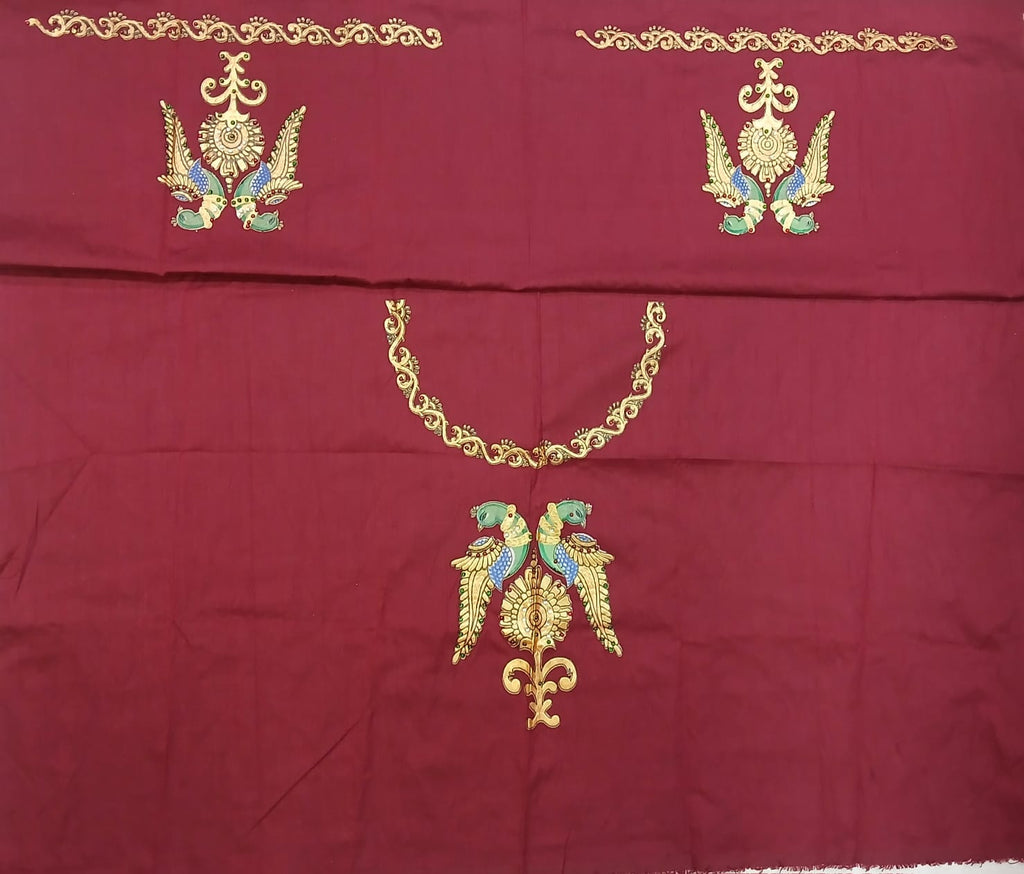 Thanjavur Paint Blouses With Peacock Design