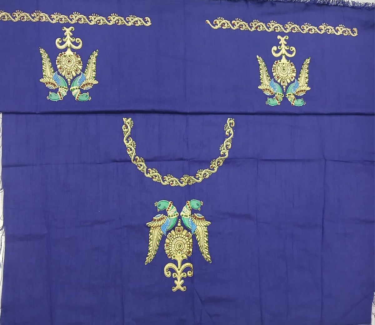 Thanjavur Paint Blouses With Peacock Design