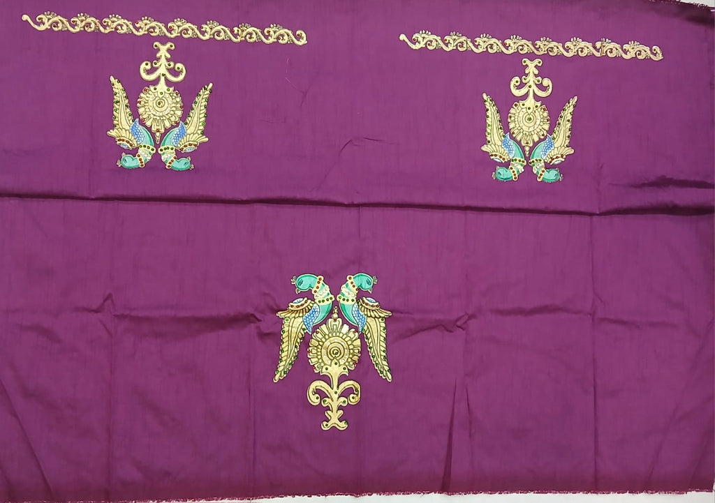 Thanjavur Paint Blouses With Peacock Design