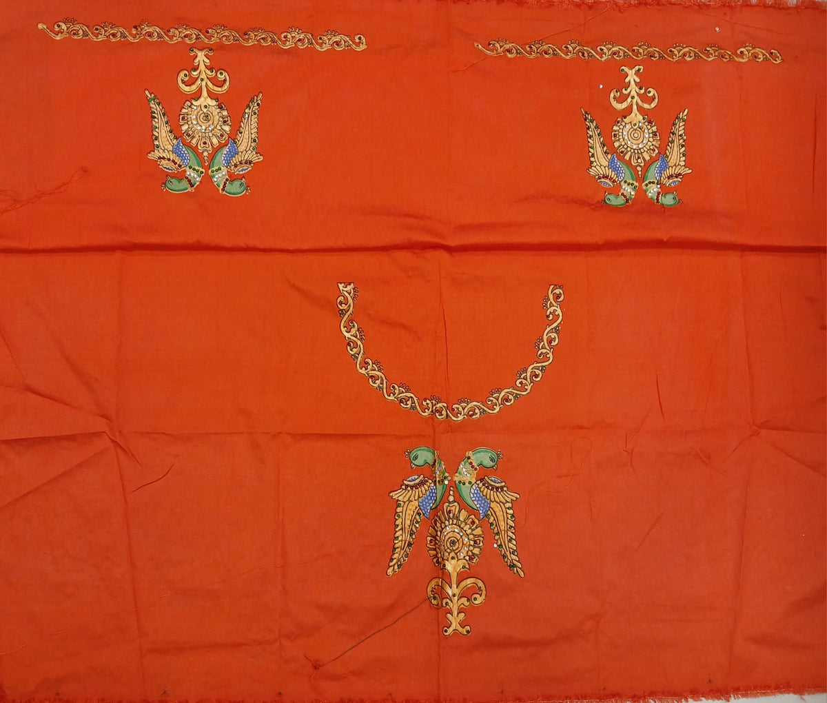Thanjavur Paint Blouses With Peacock Design