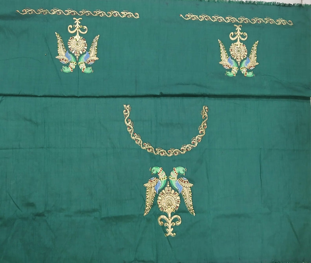 Thanjavur Paint Blouses With Peacock Design