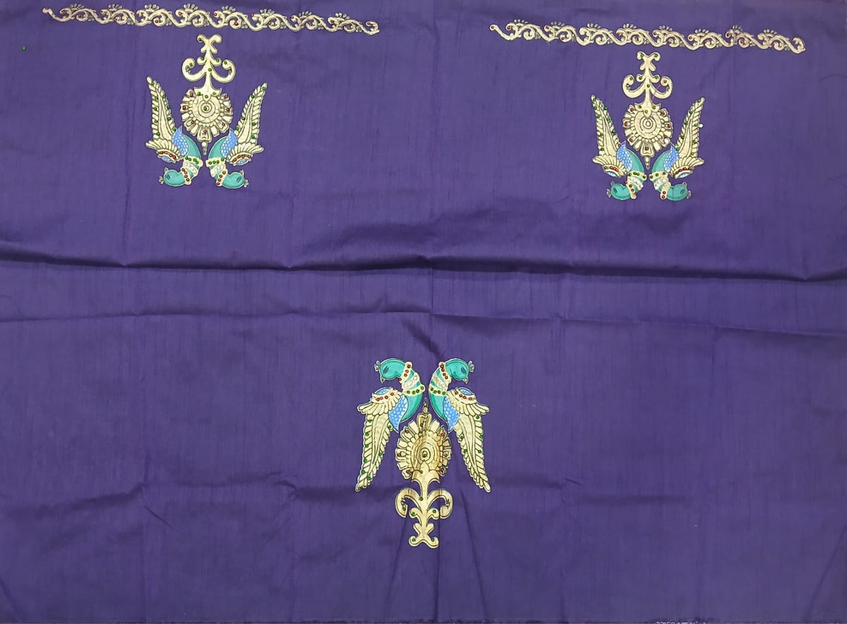 Thanjavur Paint Blouses With Peacock Design