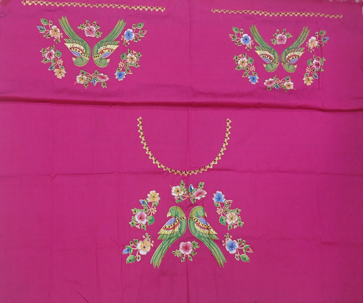 Thanjavur Paint Blouses With Parrot Design